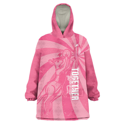 Australia Netball Breast Cancer Personalised Wearable Blanket Hoodie Aussie Kangaroo Together We Can
