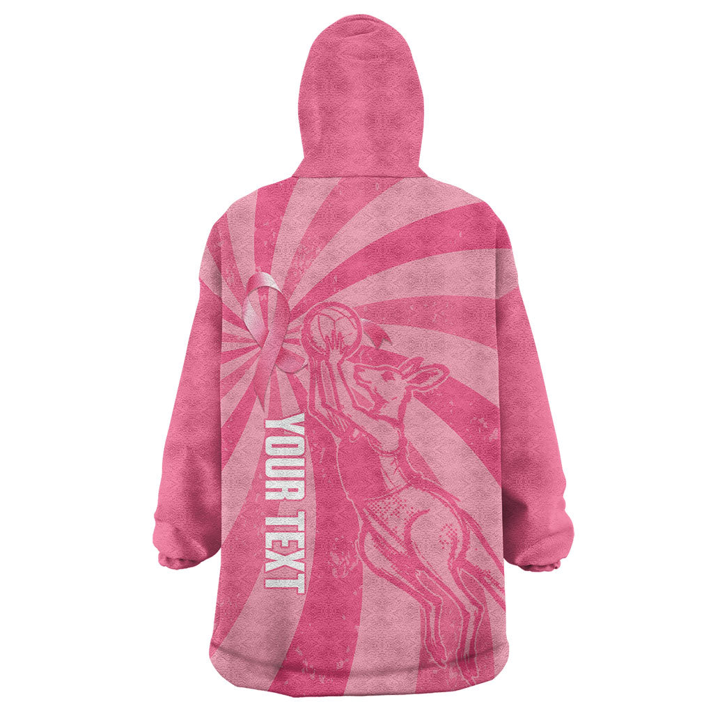 Australia Netball Breast Cancer Personalised Wearable Blanket Hoodie Aussie Kangaroo Together We Can