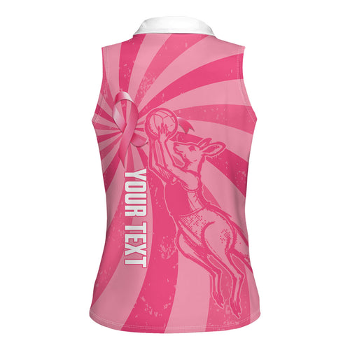 Australia Netball Breast Cancer Personalised Women Sleeveless Polo Shirt Aussie Kangaroo Together We Can