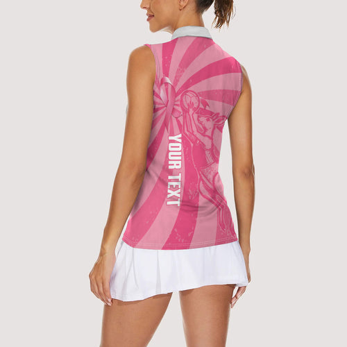 Australia Netball Breast Cancer Personalised Women Sleeveless Polo Shirt Aussie Kangaroo Together We Can