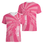 Australia Netball Breast Cancer Personalised Women V-Neck T-Shirt Aussie Kangaroo Together We Can