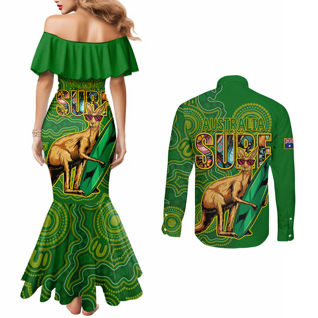 australia-surf-couples-matching-mermaid-dress-and-long-sleeve-button-shirts-2023-happy-kangaroo-indigenous-artsy