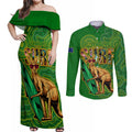 australia-surf-couples-matching-off-shoulder-maxi-dress-and-long-sleeve-button-shirts-2023-happy-kangaroo-indigenous-artsy