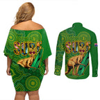 australia-surf-couples-matching-off-shoulder-short-dress-and-long-sleeve-button-shirts-2023-happy-kangaroo-indigenous-artsy