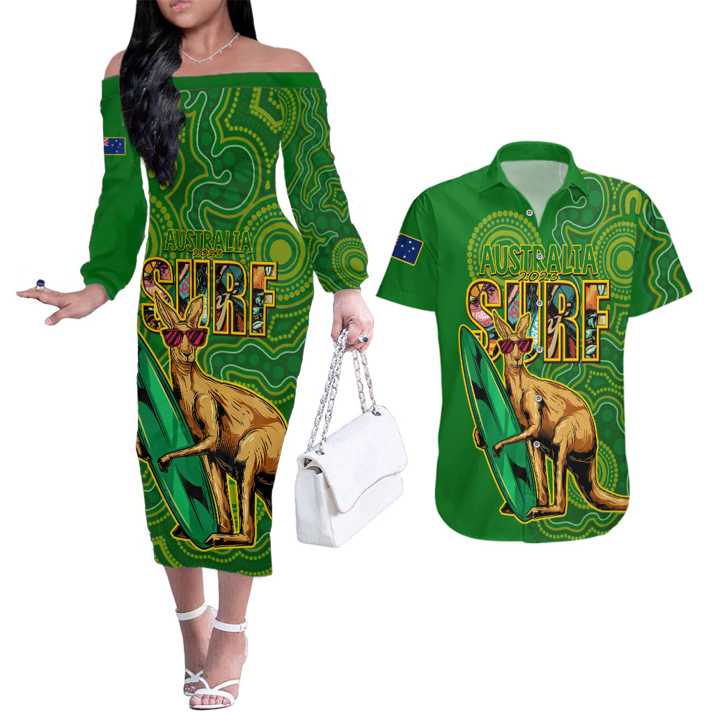 australia-surf-couples-matching-off-the-shoulder-long-sleeve-dress-and-hawaiian-shirt-2023-happy-kangaroo-indigenous-artsy