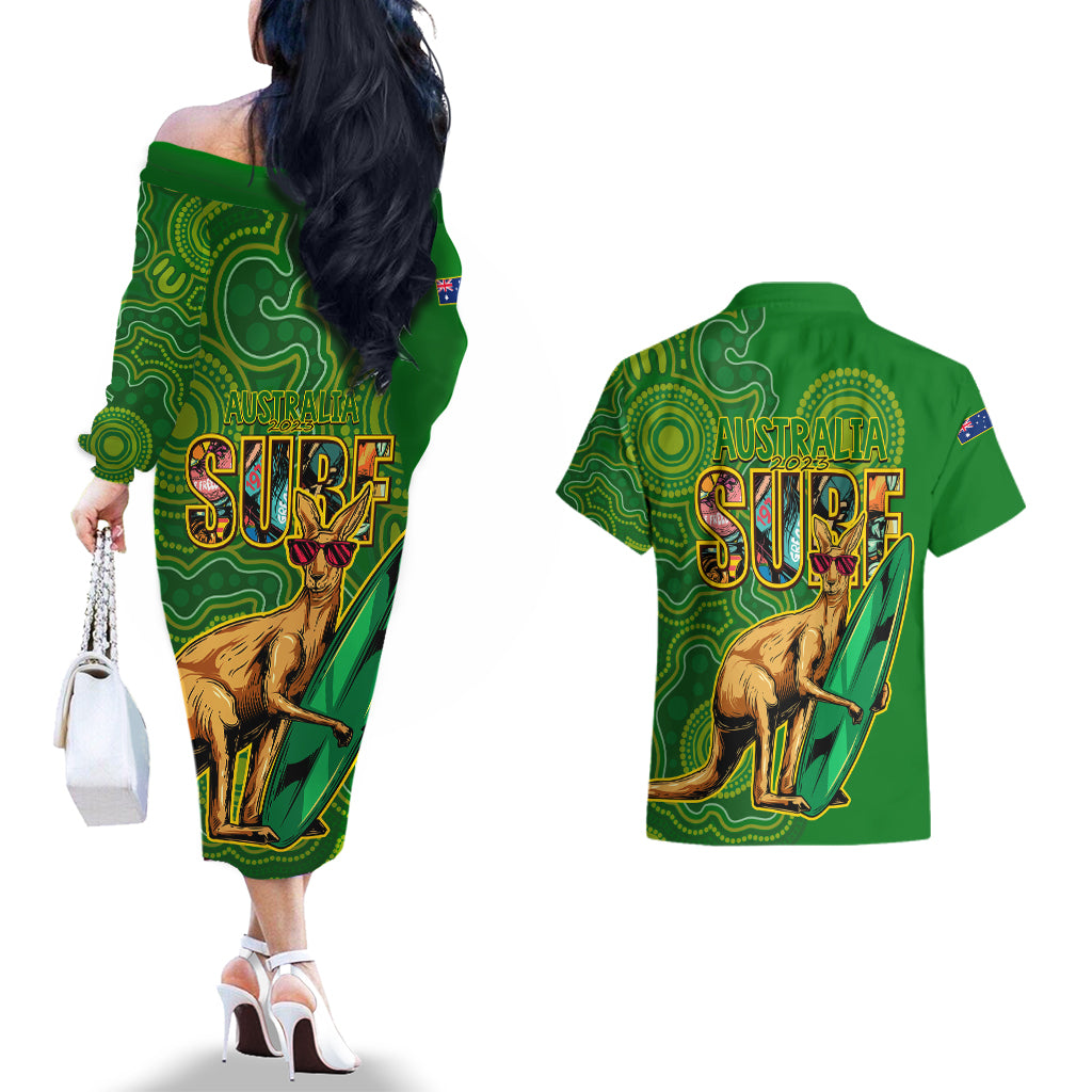 australia-surf-couples-matching-off-the-shoulder-long-sleeve-dress-and-hawaiian-shirt-2023-happy-kangaroo-indigenous-artsy