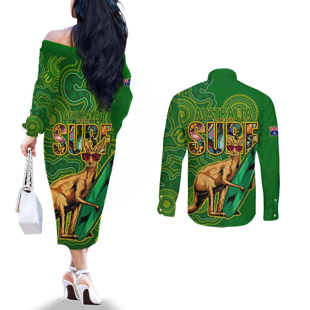 australia-surf-couples-matching-off-the-shoulder-long-sleeve-dress-and-long-sleeve-button-shirts-2023-happy-kangaroo-indigenous-artsy