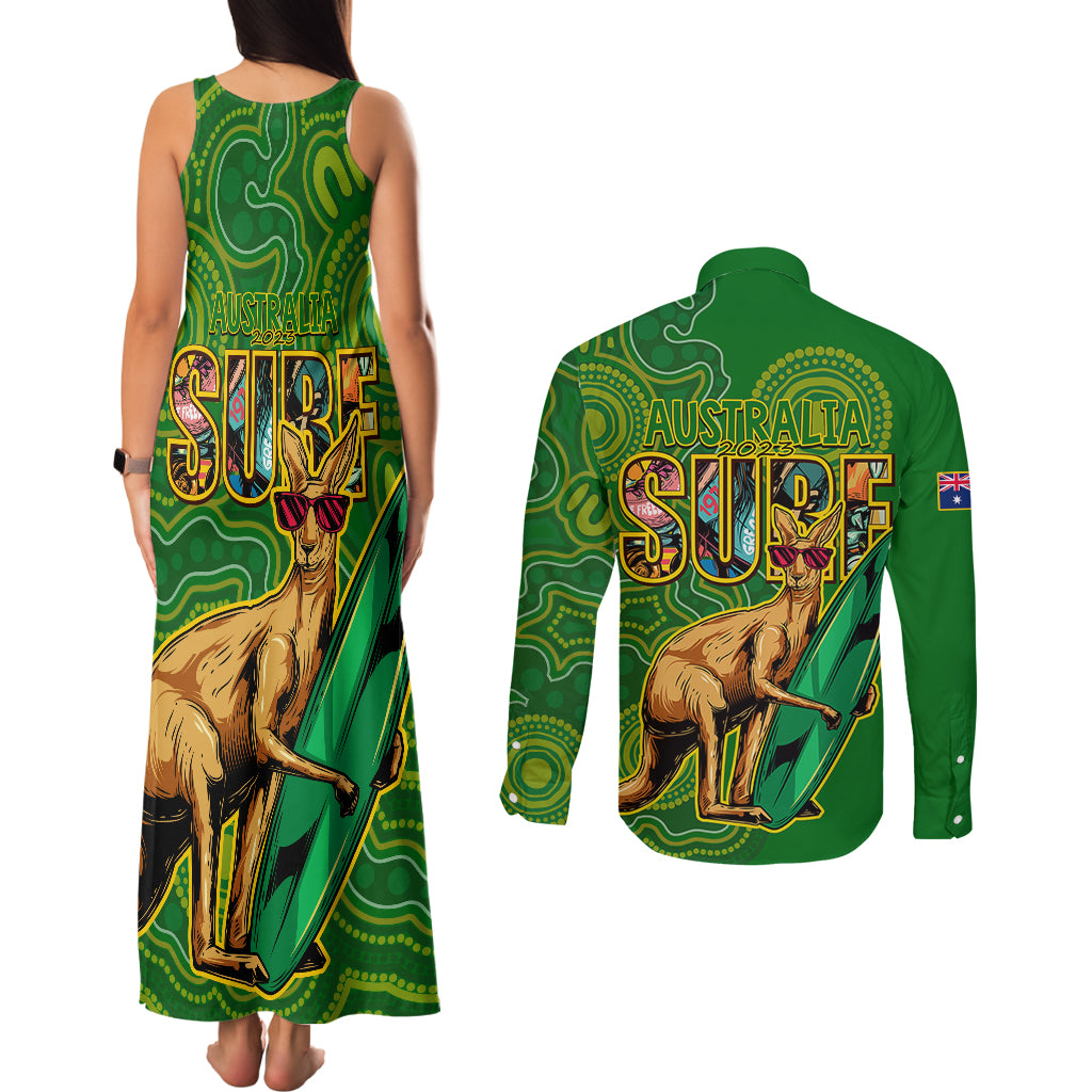 australia-surf-couples-matching-tank-maxi-dress-and-long-sleeve-button-shirts-2023-happy-kangaroo-indigenous-artsy