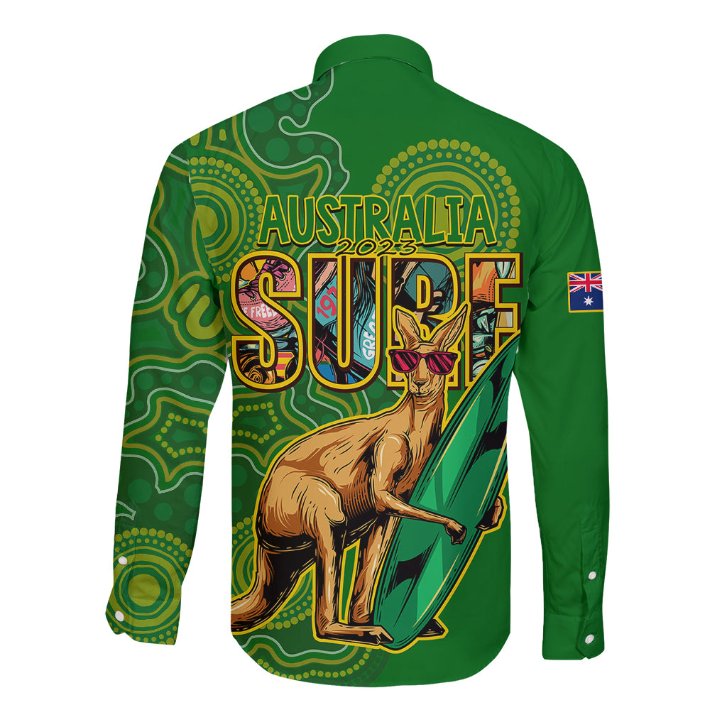 australia-surf-long-sleeve-button-shirt-2023-happy-kangaroo-indigenous-artsy