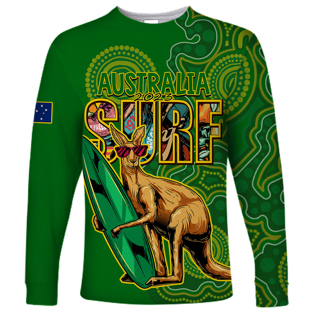 australia-surf-long-sleeve-shirt-2023-happy-kangaroo-indigenous-artsy