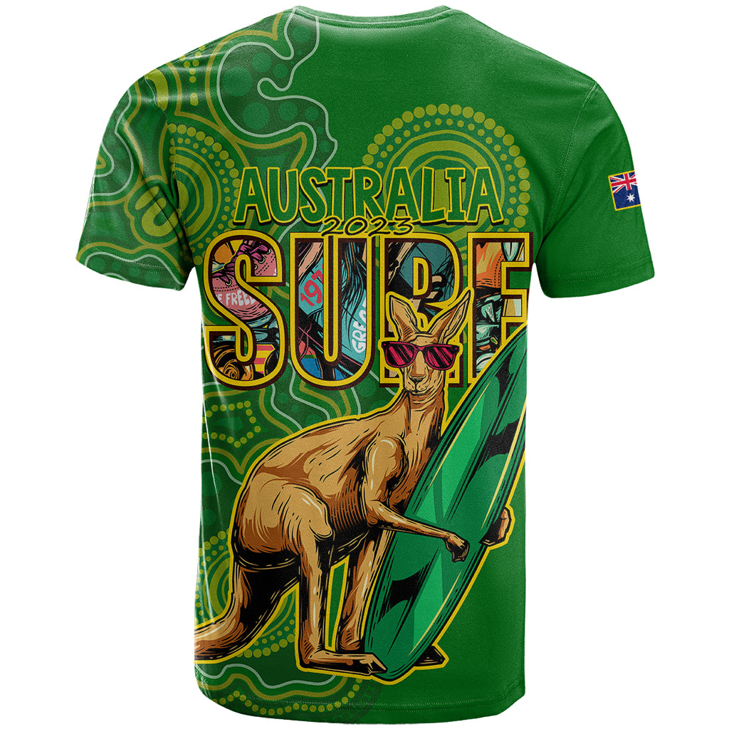 australia-surf-t-shirt-2023-happy-kangaroo-indigenous-artsy