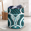 Aotearoa Atua Tangaroa Personalised Laundry Basket God Of The Sea Maori Whale Tail Cyan