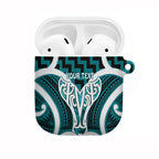 Aotearoa Atua Tangaroa Personalised AirPods Case God Of The Sea Maori Whale Tail Cyan