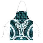 Aotearoa Atua Tangaroa Personalised Apron God Of The Sea Maori Whale Tail Cyan