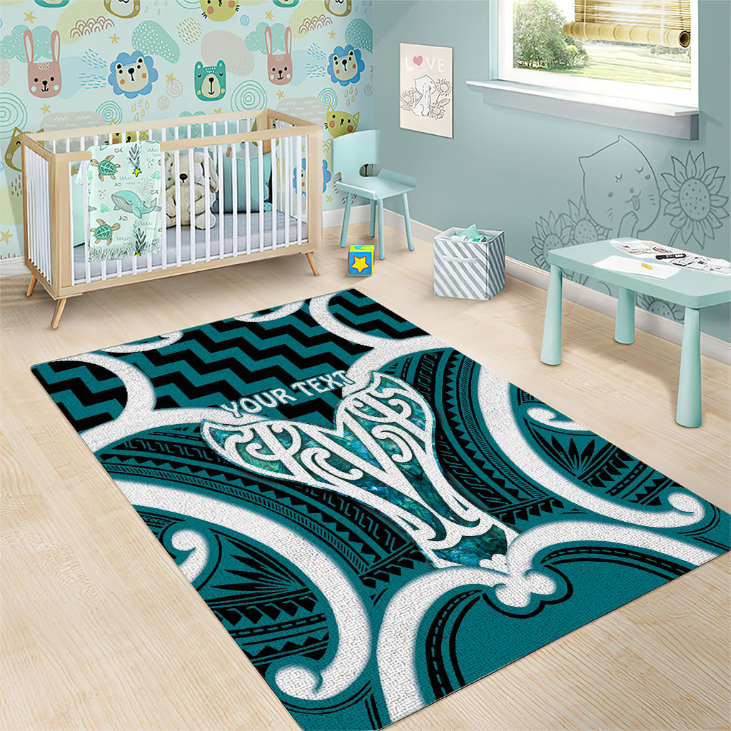 Aotearoa Atua Tangaroa Personalised Area Rug God Of The Sea Maori Whale Tail Cyan
