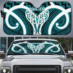 Aotearoa Atua Tangaroa Personalised Auto Sun Shade God Of The Sea Maori Whale Tail Cyan