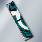 Aotearoa Atua Tangaroa Personalised Auto Sun Shade God Of The Sea Maori Whale Tail Cyan