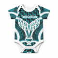 Aotearoa Atua Tangaroa Personalised Baby Onesie God Of The Sea Maori Whale Tail Cyan