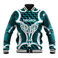 Aotearoa Atua Tangaroa Personalised Baseball Jacket God Of The Sea Maori Whale Tail Cyan