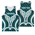 Aotearoa Atua Tangaroa Personalised Basketball Jersey God Of The Sea Maori Whale Tail Cyan