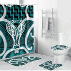 Aotearoa Atua Tangaroa Personalised Bathroom Set God Of The Sea Maori Whale Tail Cyan