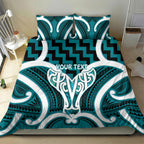 Aotearoa Atua Tangaroa Personalised Bedding Set God Of The Sea Maori Whale Tail Cyan