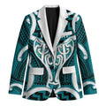 Aotearoa Atua Tangaroa Personalised Blazer God Of The Sea Maori Whale Tail Cyan