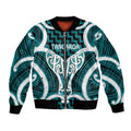Aotearoa Atua Tangaroa Personalised Bomber Jacket God Of The Sea Maori Whale Tail Cyan