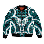 Aotearoa Atua Tangaroa Personalised Bomber Jacket God Of The Sea Maori Whale Tail Cyan
