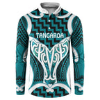 Aotearoa Atua Tangaroa Personalised Button Sweatshirt God Of The Sea Maori Whale Tail Cyan