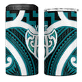 Aotearoa Atua Tangaroa Personalised 4 in 1 Can Cooler Tumbler God Of The Sea Maori Whale Tail Cyan