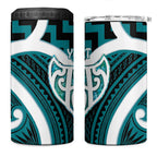 Aotearoa Atua Tangaroa Personalised 4 in 1 Can Cooler Tumbler God Of The Sea Maori Whale Tail Cyan