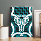 Aotearoa Atua Tangaroa Personalised Canvas Wall Art God Of The Sea Maori Whale Tail Cyan