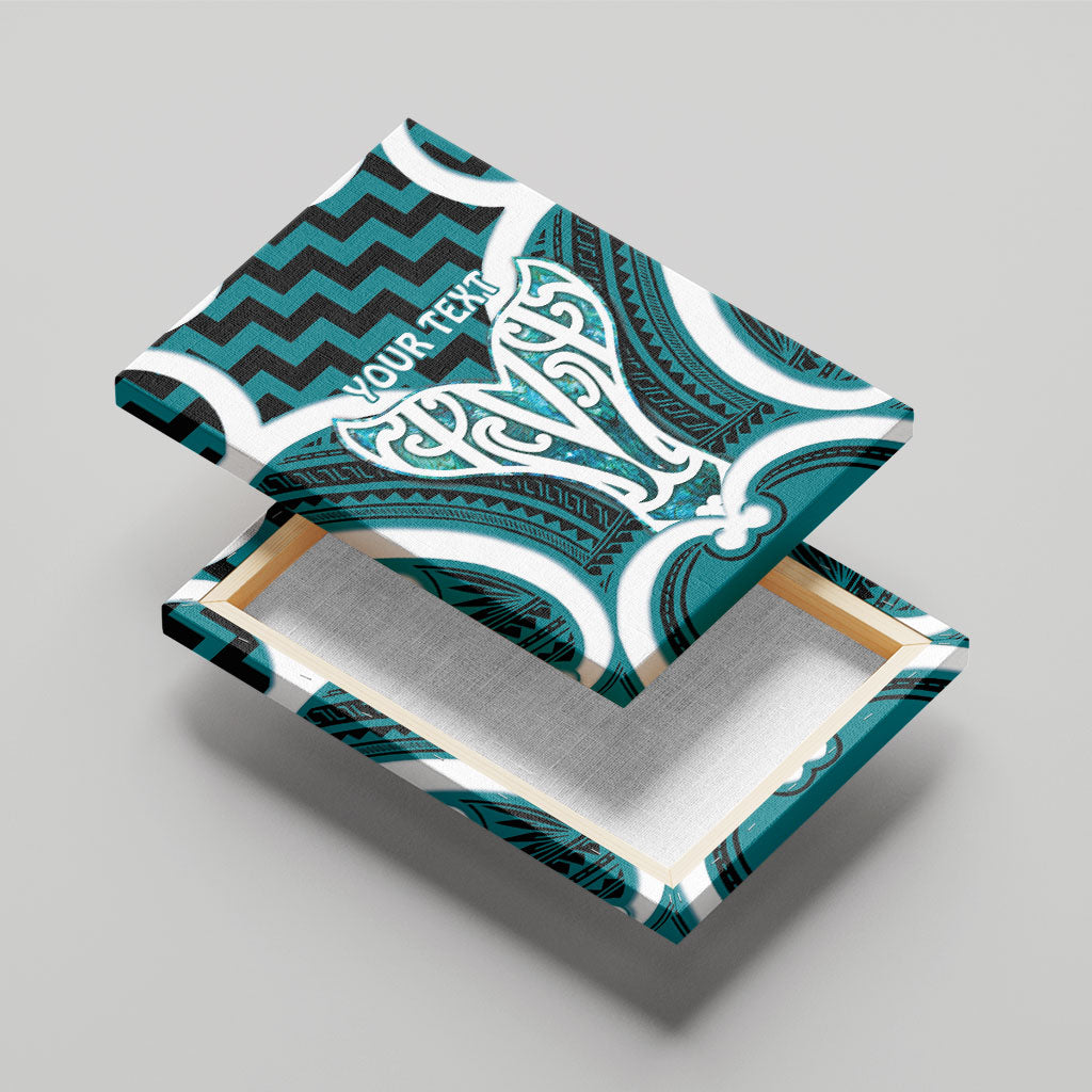 Aotearoa Atua Tangaroa Personalised Canvas Wall Art God Of The Sea Maori Whale Tail Cyan