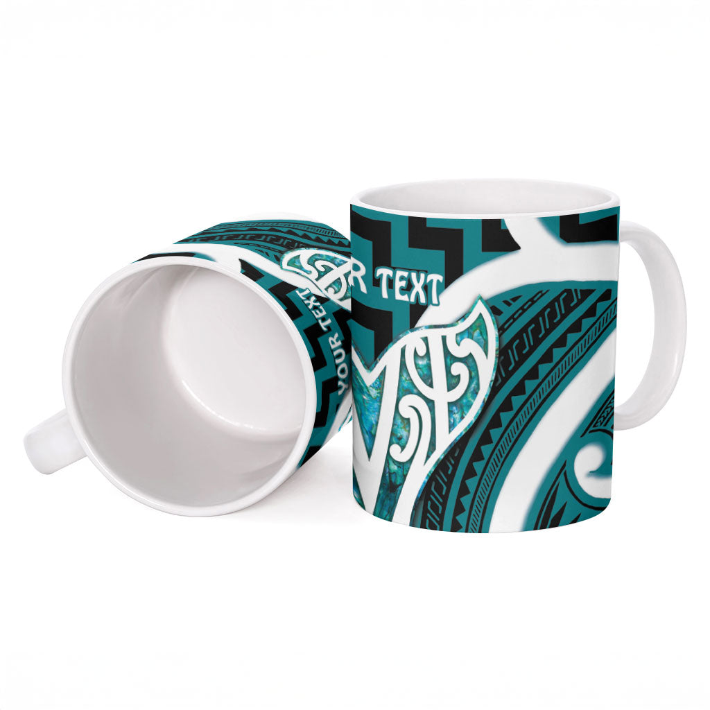 Aotearoa Atua Tangaroa Personalised Ceramic Mug God Of The Sea Maori Whale Tail Cyan