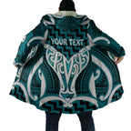 Aotearoa Atua Tangaroa Personalised Cloak God Of The Sea Maori Whale Tail Cyan