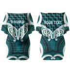 Aotearoa Atua Tangaroa Personalised Couples Matching Off Shoulder Short Dress and Hawaiian Shirt God Of The Sea Maori Whale Tail Cyan