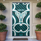 Aotearoa Atua Tangaroa Personalised Door Cover God Of The Sea Maori Whale Tail Cyan