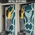 Aotearoa Atua Tangaroa Personalised Door Cover God Of The Sea Maori Whale Tail Cyan