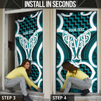 Aotearoa Atua Tangaroa Personalised Door Cover God Of The Sea Maori Whale Tail Cyan