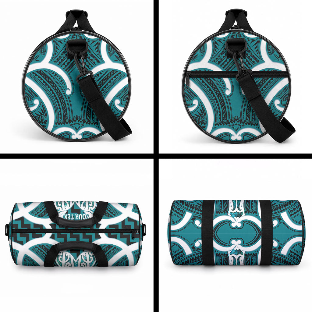 Aotearoa Atua Tangaroa Personalised Duffle Bag God Of The Sea Maori Whale Tail Cyan