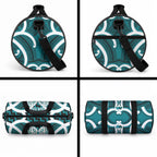 Aotearoa Atua Tangaroa Personalised Duffle Bag God Of The Sea Maori Whale Tail Cyan