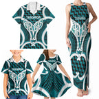 Aotearoa Atua Tangaroa Personalised Family Matching Tank Maxi Dress and Hawaiian Shirt God Of The Sea Maori Whale Tail Cyan