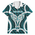 Aotearoa Atua Tangaroa Personalised Hawaiian Shirt God Of The Sea Maori Whale Tail Cyan