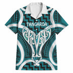 Aotearoa Atua Tangaroa Personalised Hawaiian Shirt God Of The Sea Maori Whale Tail Cyan