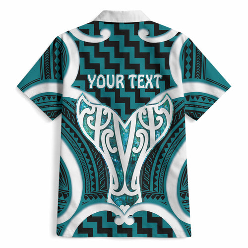 Aotearoa Atua Tangaroa Personalised Hawaiian Shirt God Of The Sea Maori Whale Tail Cyan