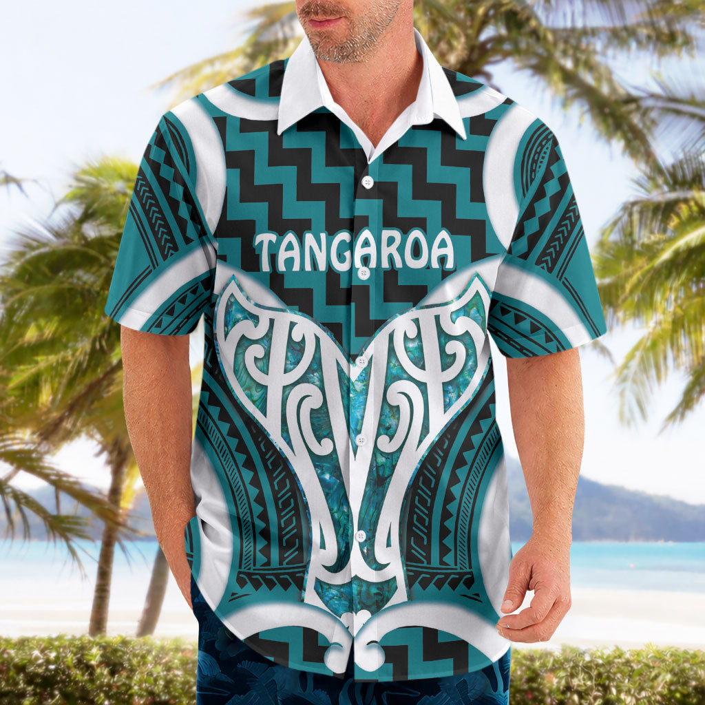 Aotearoa Atua Tangaroa Personalised Hawaiian Shirt God Of The Sea Maori Whale Tail Cyan