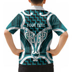 Aotearoa Atua Tangaroa Personalised Hawaiian Shirt God Of The Sea Maori Whale Tail Cyan