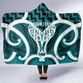 Aotearoa Atua Tangaroa Personalised Hooded Blanket God Of The Sea Maori Whale Tail Cyan