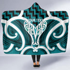 Aotearoa Atua Tangaroa Personalised Hooded Blanket God Of The Sea Maori Whale Tail Cyan